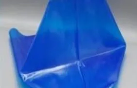 LDPE Kreuzbodenbeutel - blau transparent